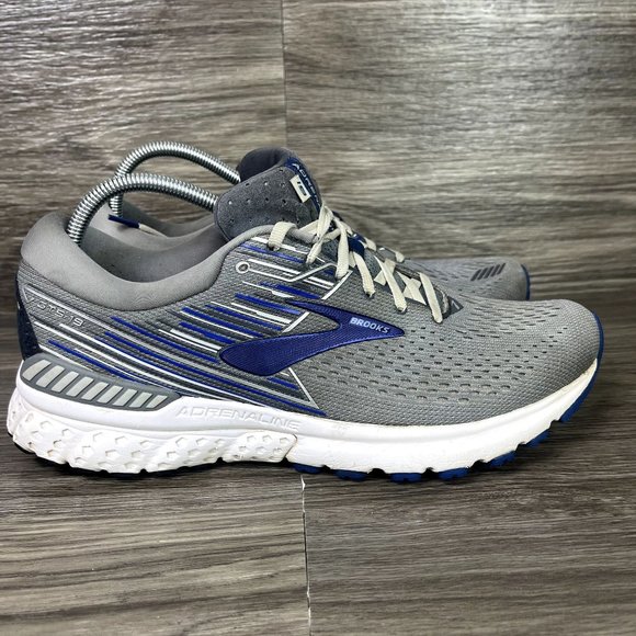 Brooks Shoes - Brooks Men's Grey/Blue Adrealine 19 Running Sneakers Shoes Size 11.5
